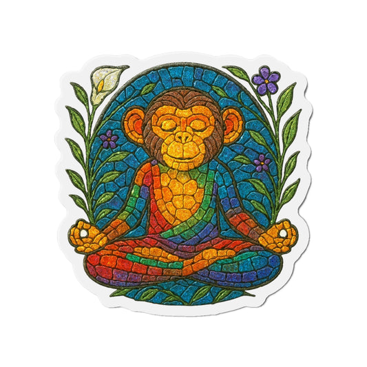 Meditating Chimp Die-Cut Magnet