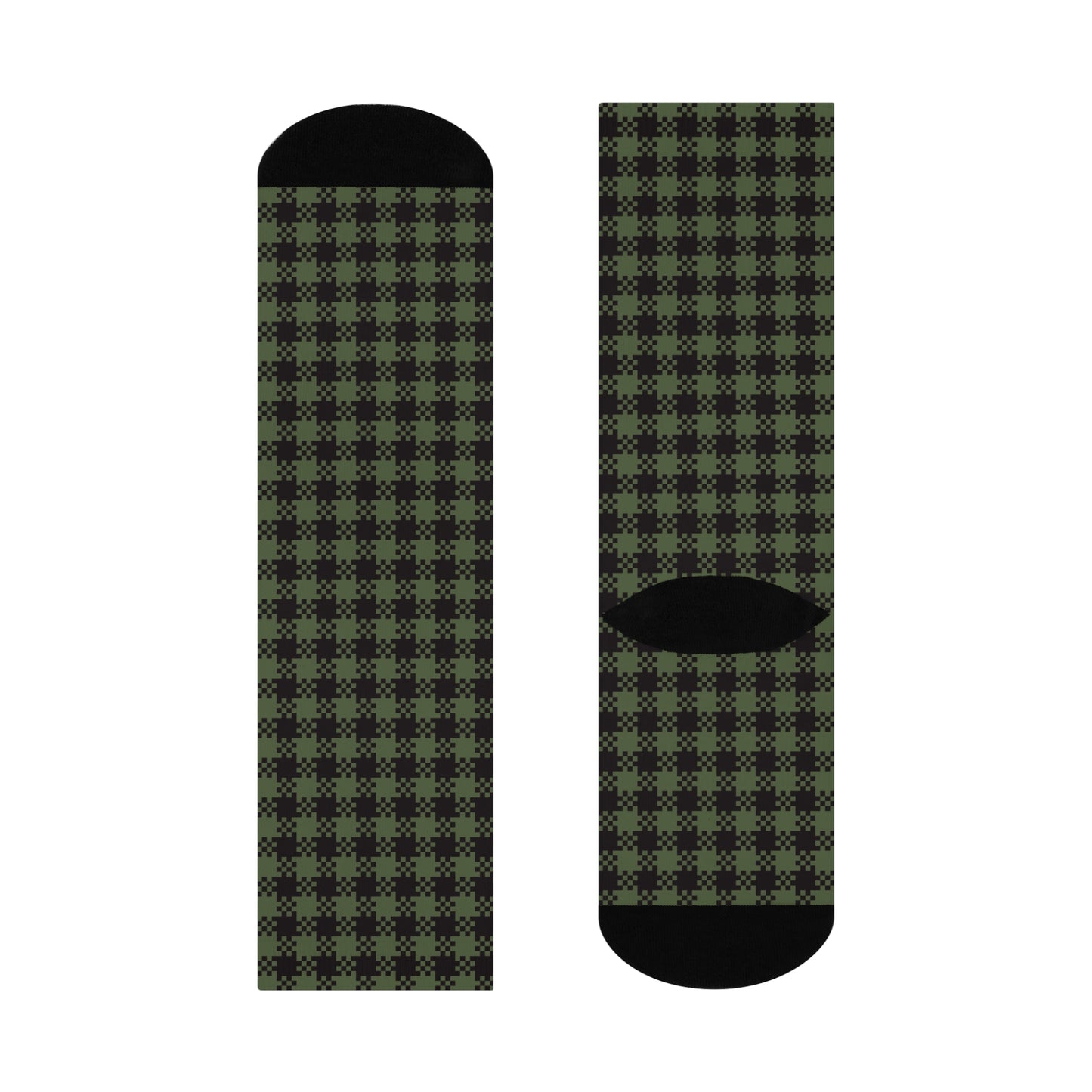 Green Gingham Cushioned Crew Socks