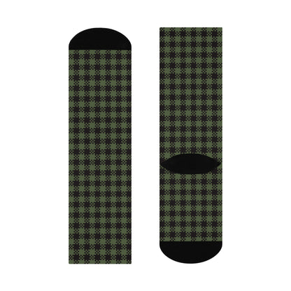 Green Gingham Cushioned Crew Socks
