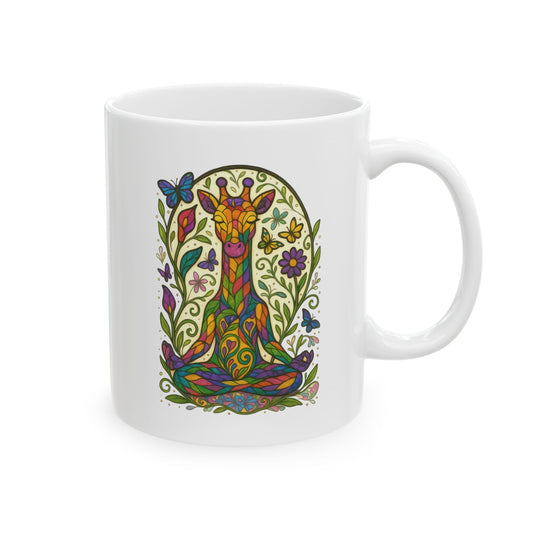 Meditating Giraffe Ceramic Mug