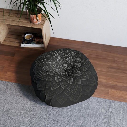 Zen in Black & White Tufted Floor Pillow