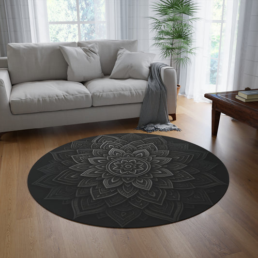 Zen in Black & White Round Rug