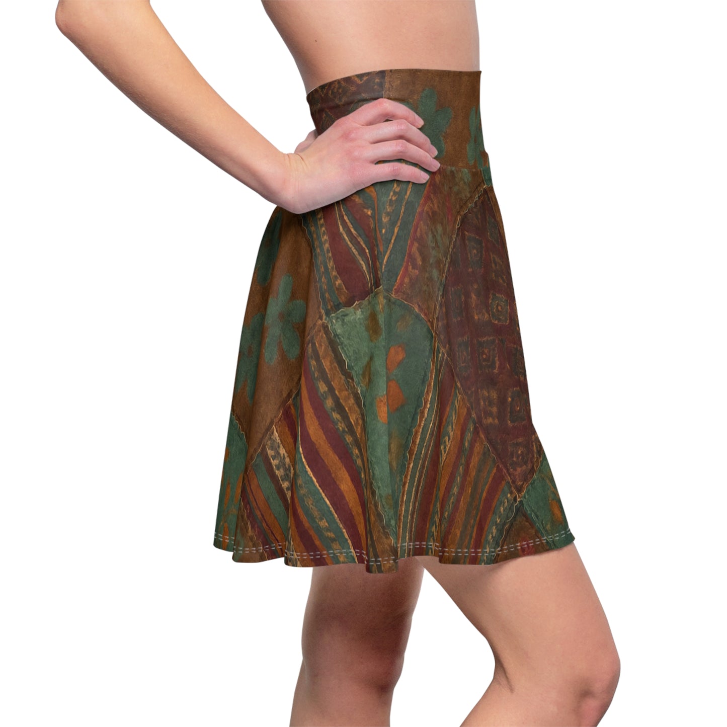 Bohemian Patchwork Skater Skirt