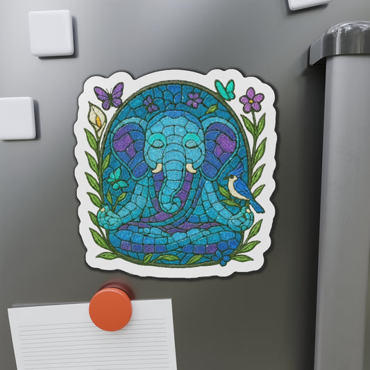 Meditating Elephant Die-Cut Magnet