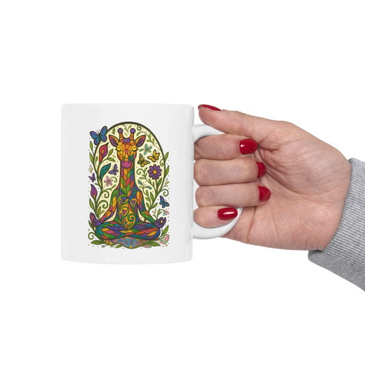 Meditating Giraffe Ceramic Mug