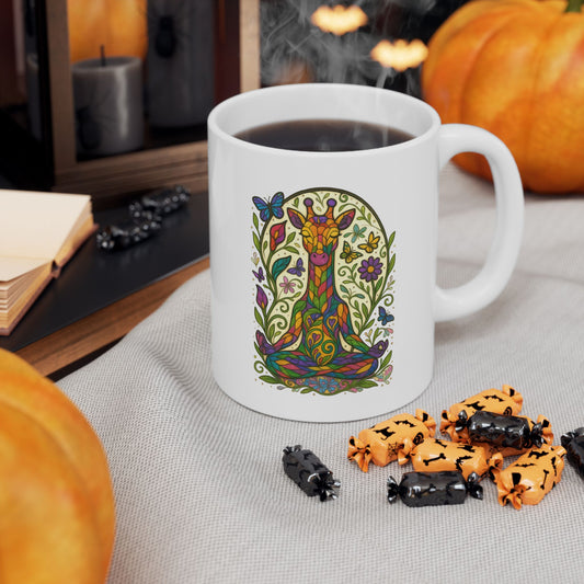 Meditating Giraffe Ceramic Mug