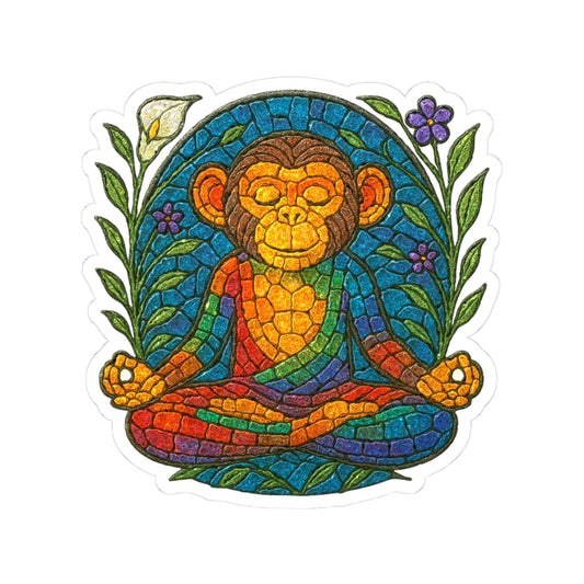 Meditating Monkey Kiss-Cut Sticker