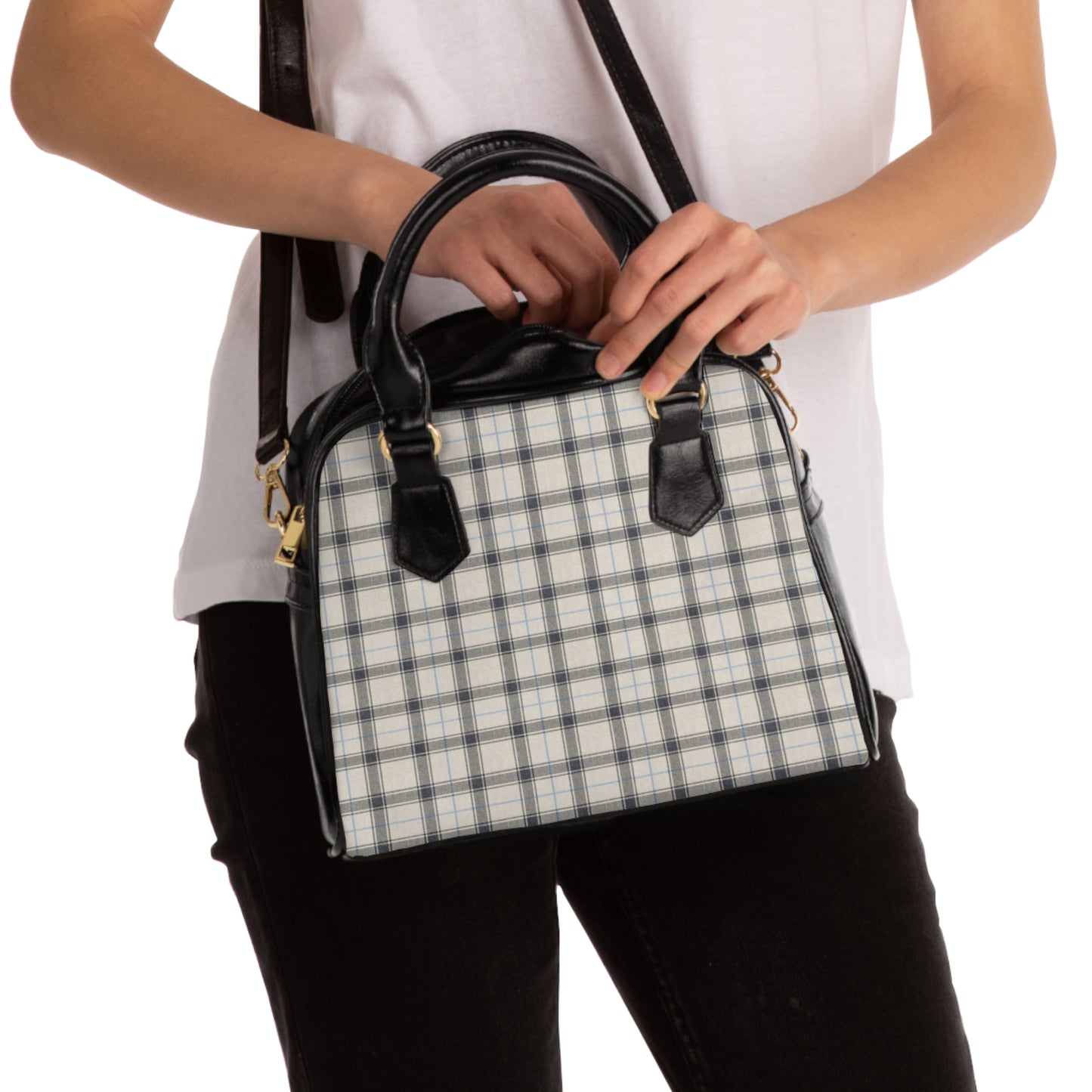 Grey/Blue Plaid Handbag