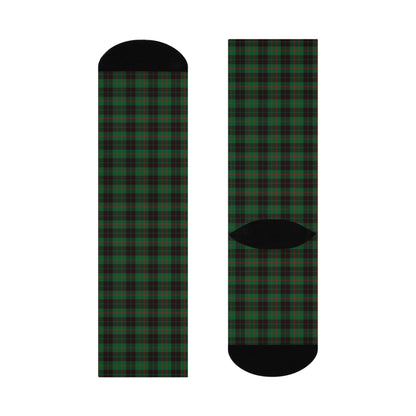 Green Plaid Cushioned Crew Socks