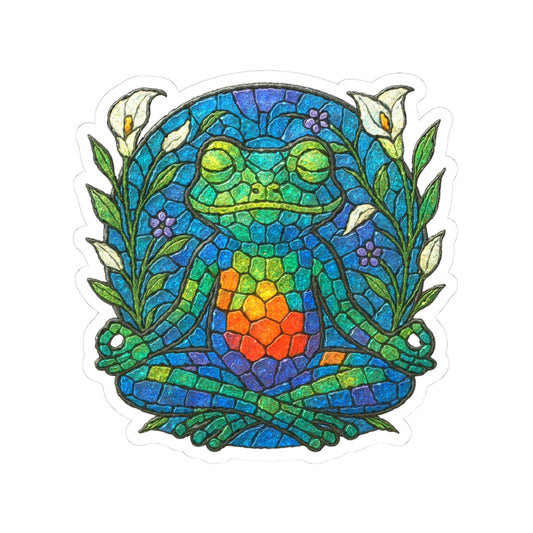Meditating Frog Kiss-Cut Sticker