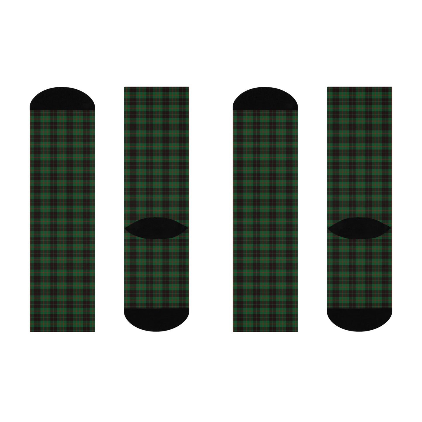 Green Plaid Cushioned Crew Socks