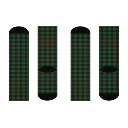 Green Plaid Cushioned Crew Socks