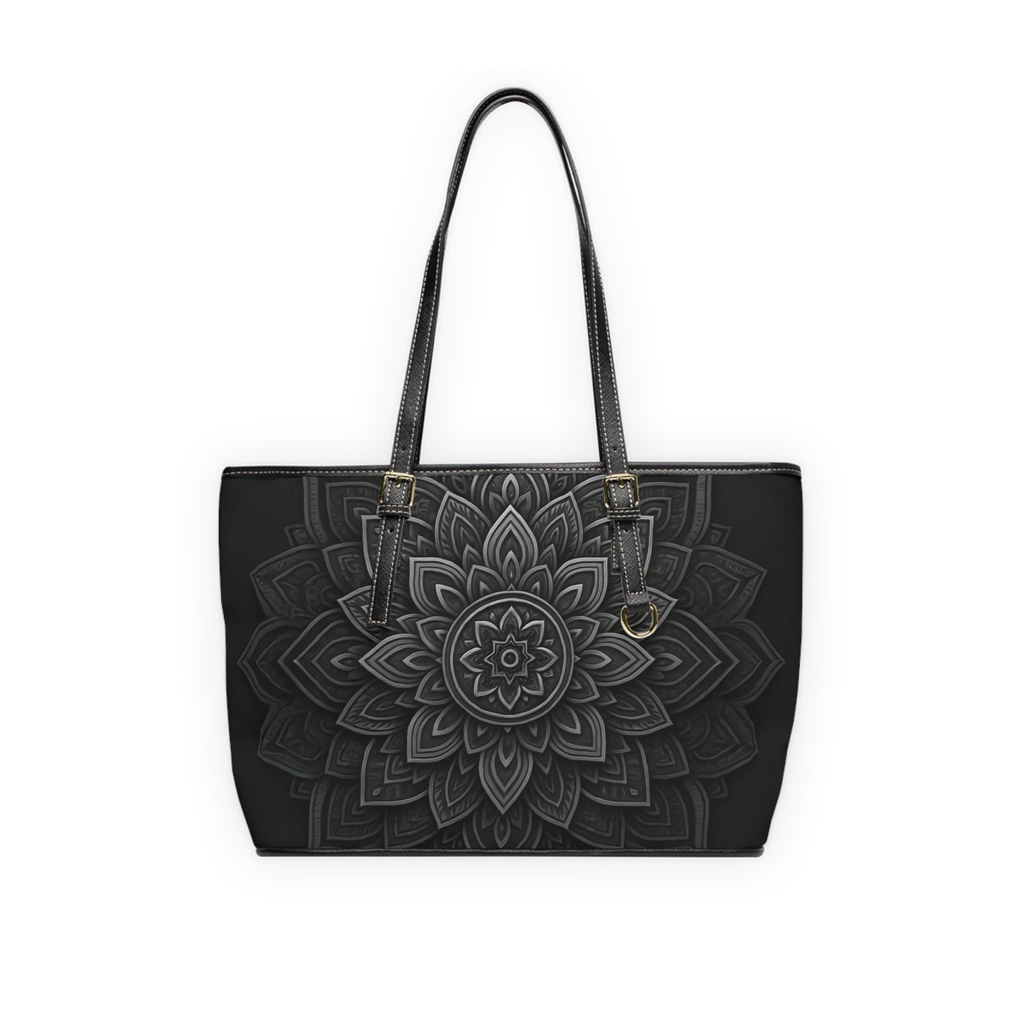 Stylish PU Leather Shoulder Bag with Mandala Design, Fashion Tote, Everyday Handbag, Gift for Her, Chic Accessory