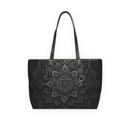 Stylish PU Leather Shoulder Bag with Mandala Design, Fashion Tote, Everyday Handbag, Gift for Her, Chic Accessory