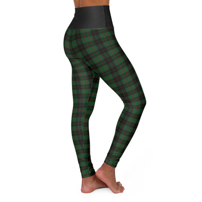 Green Plaid High Waisted Yoga Leggings