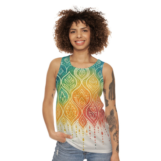Boho Chic Unisex Tank Top | Vibrant Beachwear, Summer Festival Tee, Yoga Top, Casual Wear, Gift for Him/Her