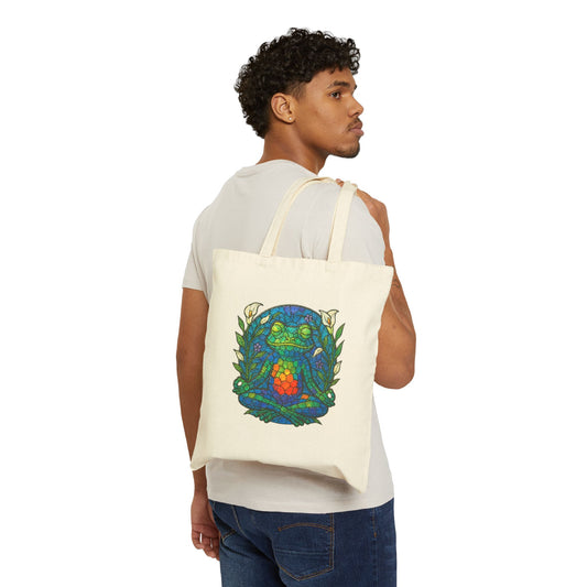Meditating Frog Eco-Friendly Canvas Tote