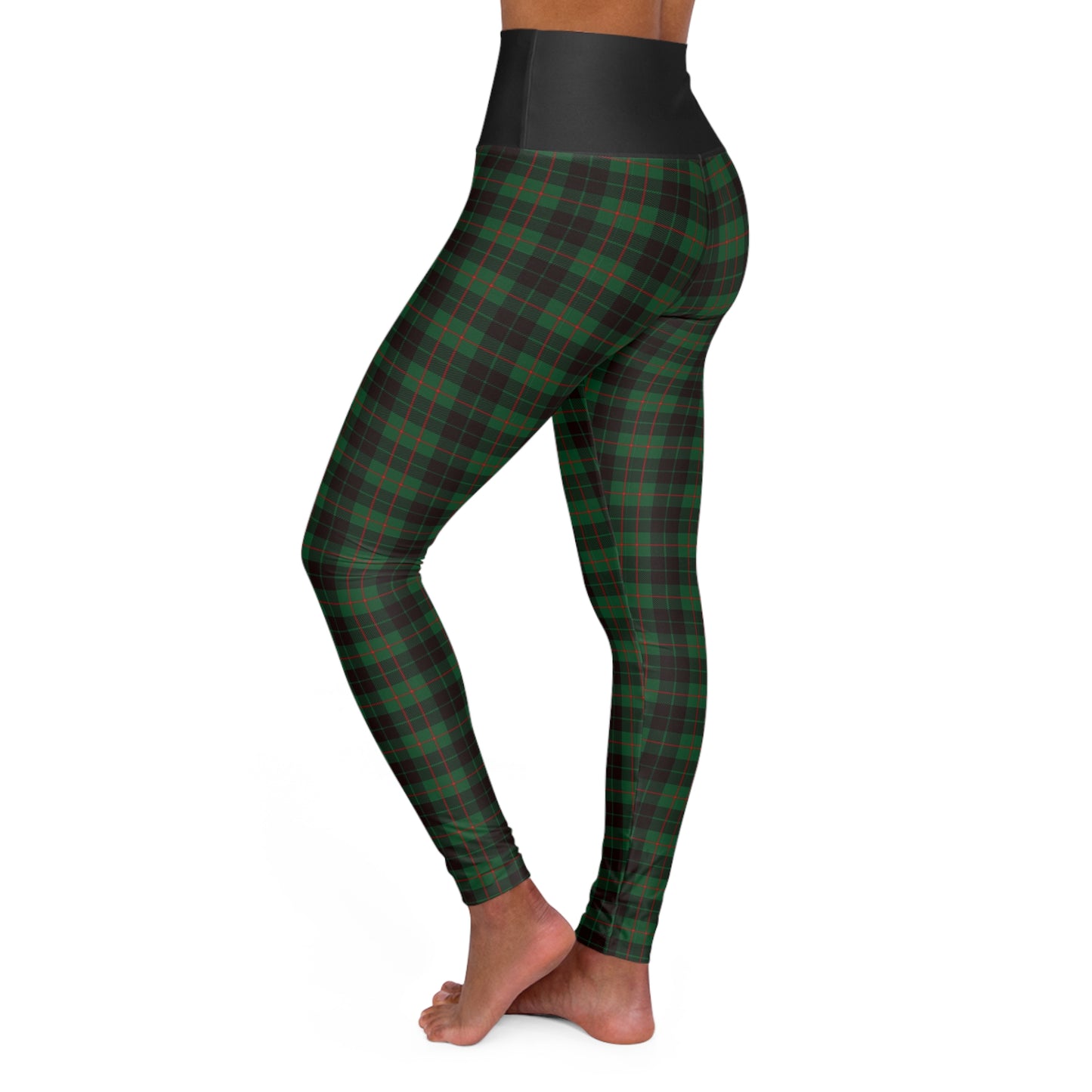 Green Plaid High Waisted Yoga Leggings