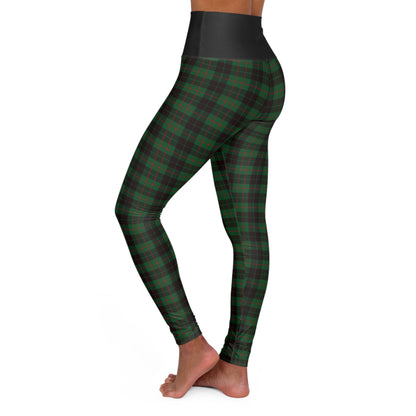 Green Plaid High Waisted Yoga Leggings