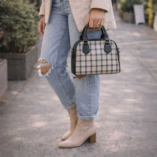Grey/Blue Plaid Handbag