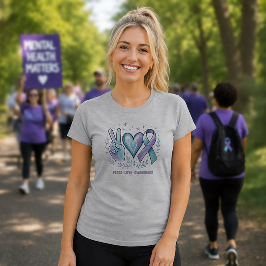 "Peace Love Awareness" Soft Style Tee