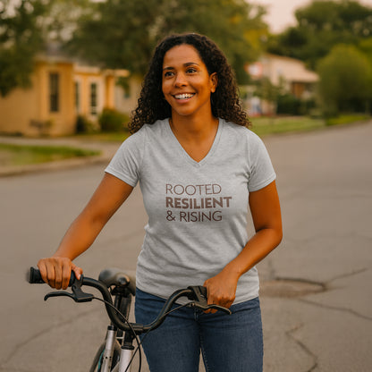 Rooted, Resilient & Rising V-Neck Tee