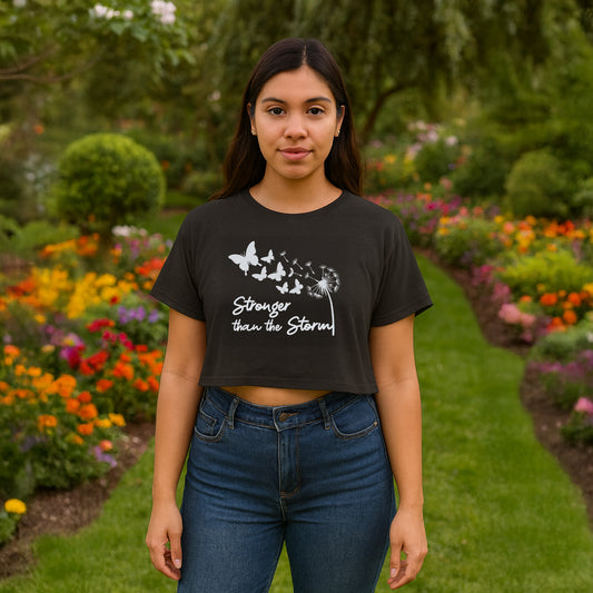 Stronger than the Storm Flowy Cropped Tee